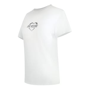 Love Moschino Shiny Heart Logo White T-shirt