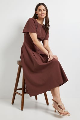 Principles Contrast Stitching Fit & Flare Midi Dress
