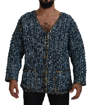 Stickad Cardigan med Guldkanter, Avslappnad Passform