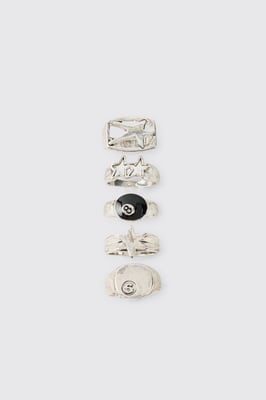 5 Pack Eight Ball & Star Rings