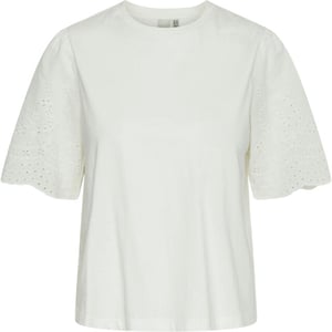 Y.A.S Yaslex ss top w. emb sleeves s. noos star white