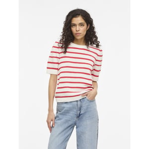 Vila vidalo o-neck s/s stripe knit-noos 14106601 white alyssum