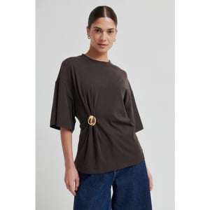 Second Female shirt km enora brooch tee 6150 chocolate tort