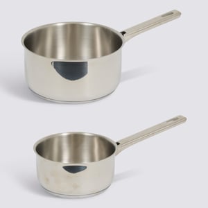 4cookz 2 stuks pfas vrij dubbelwandige rvs sauspannen 16 en 20 cm doorsnede -