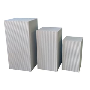 House Vitamin Set of 3 square white mdf side tables / display pedestals – 50, 65 & 80 cm