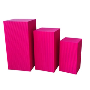 House Vitamin Set of 3 square pink mdf side tables / display pedestals – 50, 65 & 80 cm
