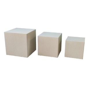 House Vitamin Set of 3 square sand mdf side tables / display pedestals – 29, 34 & 40 cm