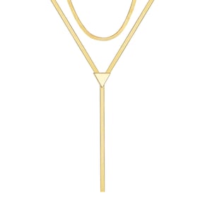 Gold Plated Set Of 2 Lariat Necklace