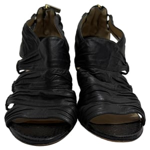 Jimmy Choo Cut-Out Sandal Heels in Black Leather