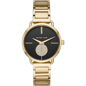 Michael Kors Portia MK3788 Dam 36,5 mm Guld Rostfritt Stål Armbandsur Svart Urskiva