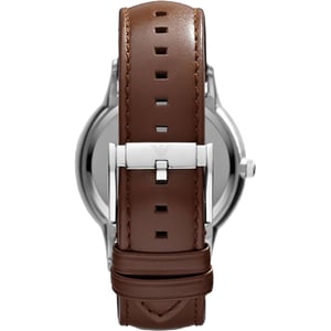 Emporio Armani AR2463 Heren Klassieke Zilveren Wijzerplaat Horloge met Leren Band