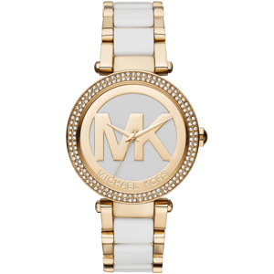 Michael Kors Parker MK6313 Witte Wijzerplaat 39mm Dames Gouden & Witte Horloge