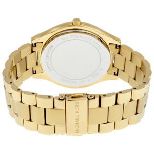 Michael Kors MK3492 Slim Runway 42mm Gouden Roestvrij Stalen Dameshorloge Blauw Wijzerplaat