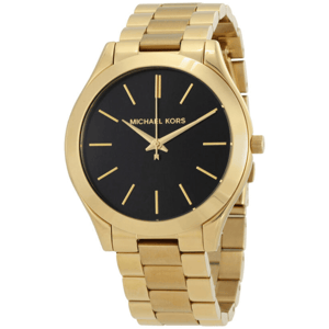 Michael Kors MK3478 Slim Runway Ladies Watch 42mm Black Dial Gold-tone