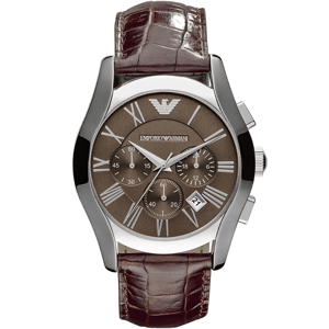 Emporio Armani AR0671 Velente Chronograaf 42 mm Bruin Leren Herenhorloge