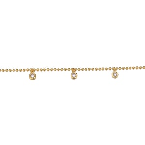 Gold Plated Sterling Silver CZ Ball Chain Anklet