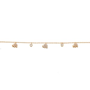 18ct Gold Plated CZ Elephant Charm Anklet