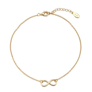Gold Plated Sterling Silver Eternity Floating Charm Link Anklet