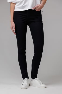 Black Cotton Blend Stretch High Rise Skinny Denim Jeans