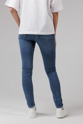 Blue Cotton Blend Stretch High Rise Skinny Denim Jeans