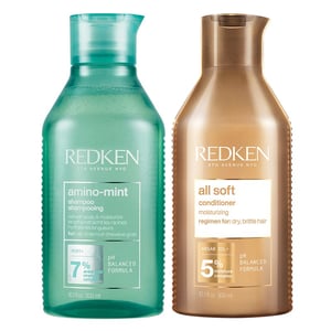 Redken Amino Mint Shampoo 300ml & All Soft Conditioner 300ml Duo