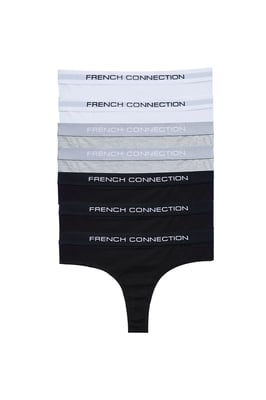 Grey 7 Pack Cotton French Connection Ladies Thongs