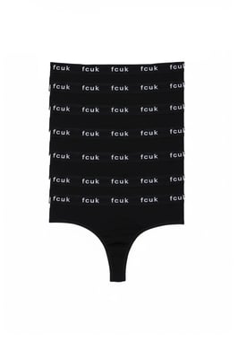 Black 7 Pack Cotton Fcuk Ladies Thongs