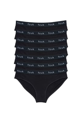 Black 7 Pack Cotton Fcuk Ladies Briefs