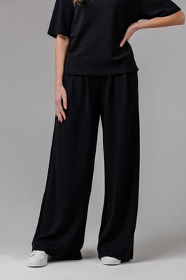 Black Luxe Wide Leg Draped Trouser