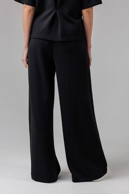Black Luxe Wide Leg Draped Trouser