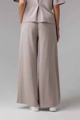 Beige Luxe Wide Leg Draped Trouser