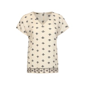 Smashed Lemon Grafische aztec geborduurde v-hals top met korte mouwen en |