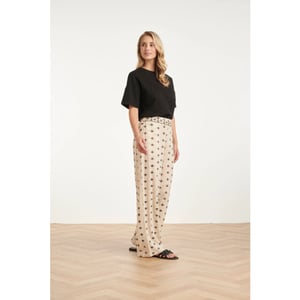 Smashed Lemon Wide leg broek met aztec print in crème en zwart |