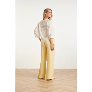 Smashed Lemon Wide leg mousseline broek met strikkoord |
