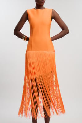 Figure Form Bandage Tassel Hem Knitted Dress