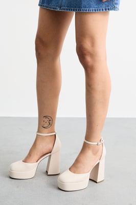 Faith: Cadence Faux Leather Closed Toe Chunky Platform Heeled Shoes