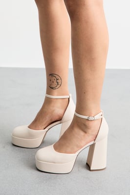 Faith: Cadence Faux Leather Closed Toe Chunky Platform Heeled Shoes