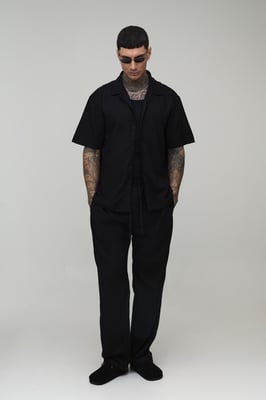 Tall Holiday Linen Blend Oversized Shirt & Relaxed Trouser Set