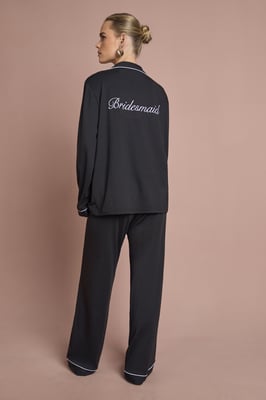 Bridal 'Bridesmaid' Jersey Embroidered Long Sleeve Shirt & Trousers Pyjama Set