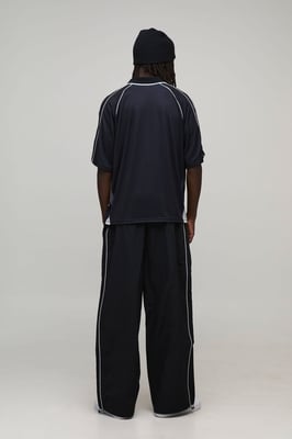 Parachute Fit Nylon Piping Detail Trousers