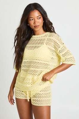 Beach Crochet Oversized Knitted Top and Knicker Short Set