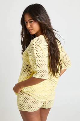 Beach Crochet Oversized Knitted Top and Knicker Short Set