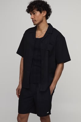 Oversized Short Sleeve Irregular Pleat Shorts Set