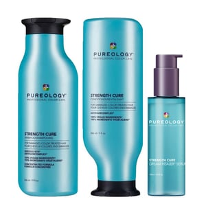 Pureology Strength Cure Shampoo, Conditioner, And Serum Routine For Damaged Hair