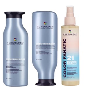 Pureology Strength Cure Blonde Shampoo 26ml, Strength Cure Blonde Conditioner 266ml & Color Fanatic Multi-tasking Spray 200ml Pack