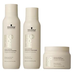 Schwarzkopf Blondme Bond Repair Nourishing Shampoo 300ml, Nourishing Conditioner 250ml & Nourishing Mask 200ml Pack