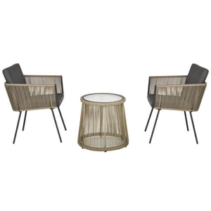 4goodz 3-delige loungeset rotan 2 stoelen en tafel met zit- en rugkussens -