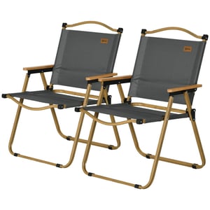 4goodz 2x campingstoelen laag model leuningen donker/bruin