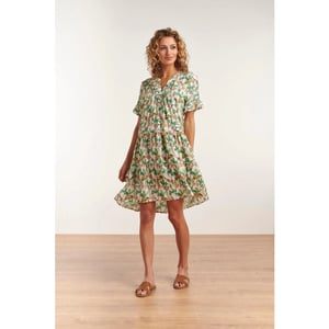 Smashed Lemon 23104 vrouwen vintage strandbloem jurk met korte mouwen |