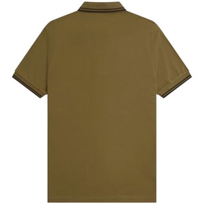 Fred Perry Herenpoloshirt met dubbele kraag (Zwart/Kaki Groen)